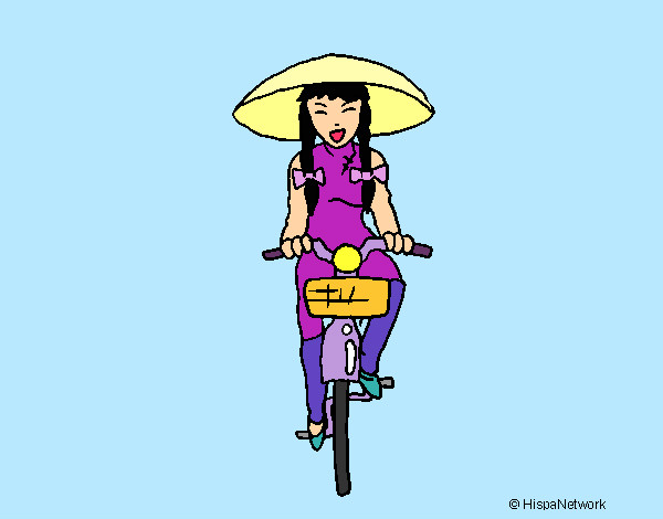 Dibujo China en bicicleta pintado por lilima
