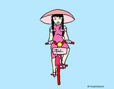 Dibujo China en bicicleta pintado por solesit
