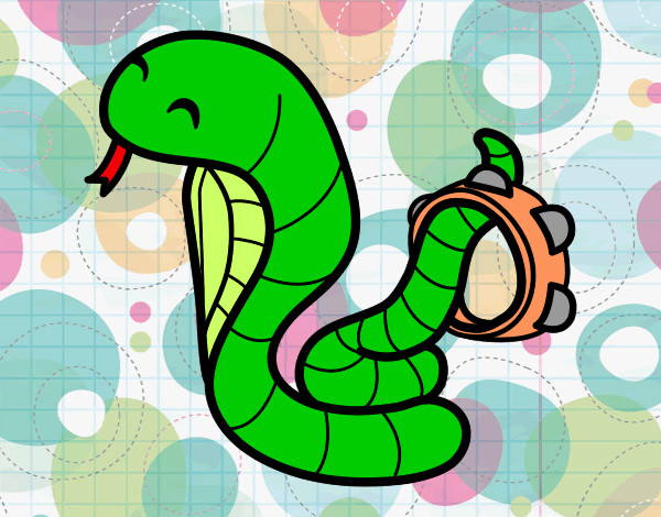 Dibujo Cobra con pandereta pintado por superbea
