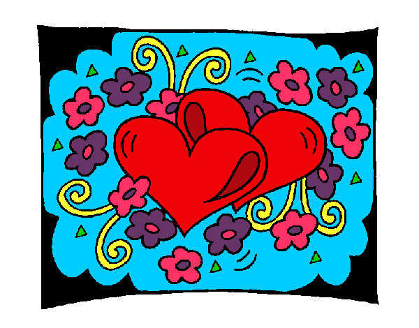 Dibujo Corazones y flores pintado por jackelinee