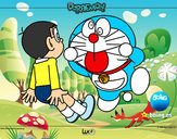 Dibujo Doraemon y Nobita pintado por Aincognito