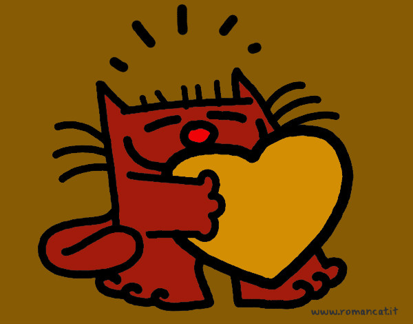 Dibujo El gato y el corazón pintado por charito