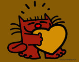 Dibujo El gato y el corazón pintado por charito