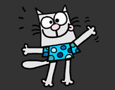 Dibujo Gato con camiseta pintado por charito