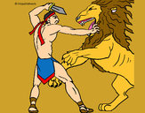 Dibujo Gladiador contra león pintado por ylenia7
