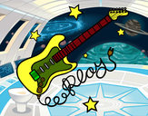 Dibujo Guitarra y estrellas pintado por superbenji