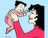 Dibujo Madre con su bebe 1 pintado por solesit