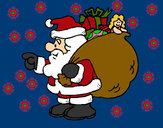Dibujo Papa Noel con el saco de regalos 1 pintado por LaMery