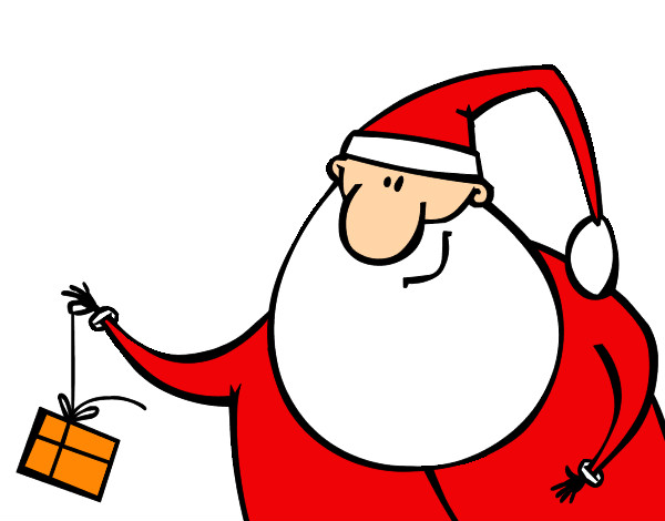 Dibujo Papa Noel con un regalo pintado por Camila3210
