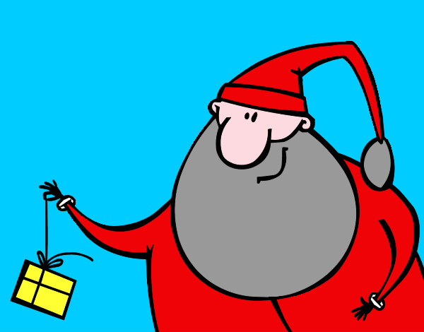 Dibujo Papa Noel con un regalo pintado por yulimilena