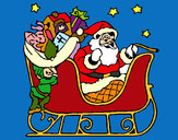 Dibujo Papa Noel en su trineo pintado por azalea200