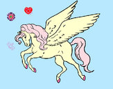 Dibujo Pegaso volando pintado por unicorn