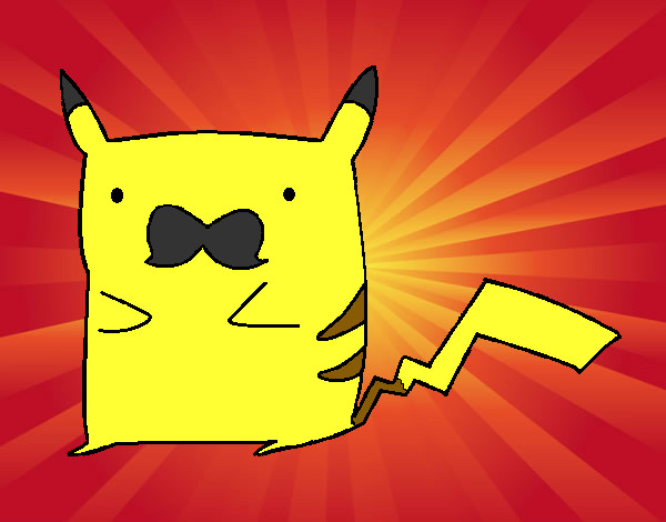 Dibujo Pikachu con bigote pintado por superbea