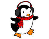 Dibujo Pingüino con bufanda pintado por superbenji