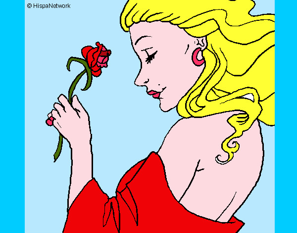 Dibujo Princesa con una rosa pintado por nenilina