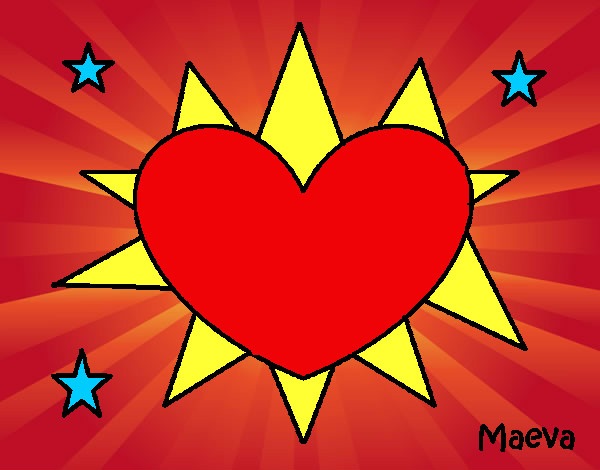 Dibujo Sol en forma de corazón pintado por jackelinee