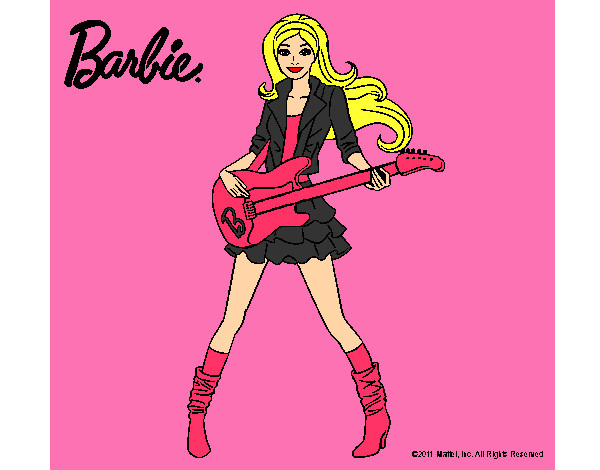 Dibujo Barbie guitarrista pintado por natimar