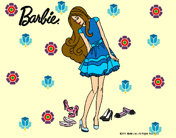 Dibujo Barbie y su colección de zapatos pintado por Silvia9