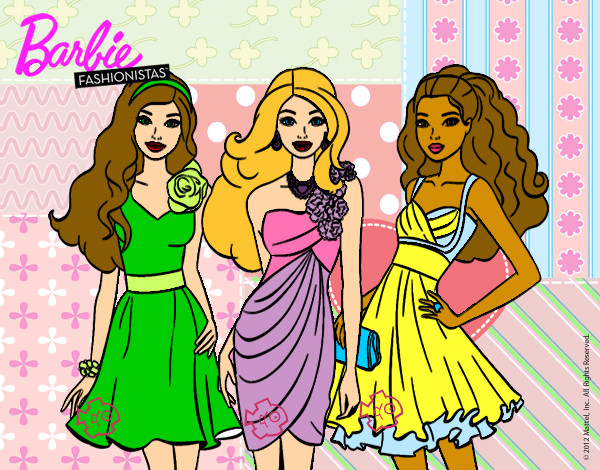 Dibujo Barbie y sus amigas vestidas de fiesta pintado por keylamaldo