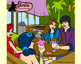 Dibujo Barbie y sus amigos en la heladería pintado por MOGLI