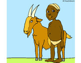 Dibujo Cabra y niño africano pintado por Mirly