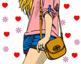 Dibujo Chica con bolso pintado por Silvia9