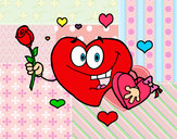 Dibujo Corazón con caja de bombones pintado por mscm