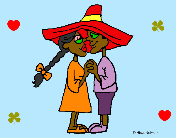 Enamorados bajo un sombrero