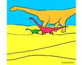 Dibujo Familia de Braquiosaurios pintado por erikamarti