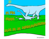 Dibujo Familia de Braquiosaurios pintado por harvey