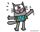 Dibujo Gato con camiseta pintado por ESCORRECTO