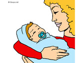 Dibujo Madre con su bebe II pintado por Mirly