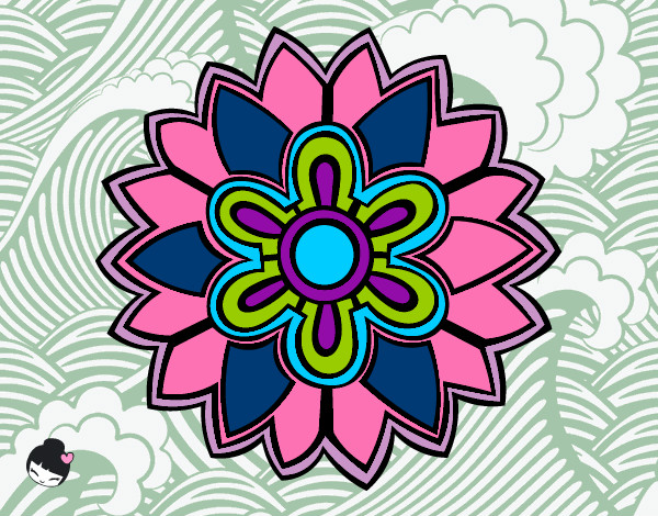 Dibujo Mándala con forma de flor weiss pintado por ClariSmile