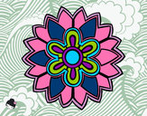 Dibujo Mándala con forma de flor weiss pintado por ClariSmile