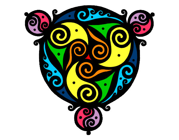 Dibujo Mandala con tres puntas pintado por marttitaa
