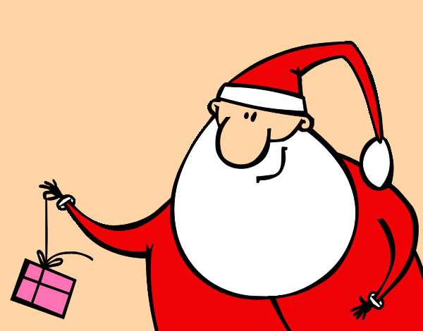 Dibujo Papa Noel con un regalo pintado por marttitaa