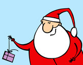 Dibujo Papa Noel con un regalo pintado por vicky6913