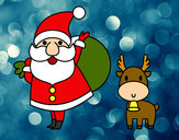 Dibujo Papá Noel y un reno pintado por Colorain