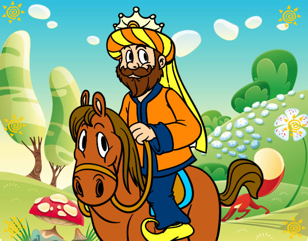 Dibujo Rey Gaspar a caballo pintado por rosilinda