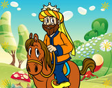 Dibujo Rey Gaspar a caballo pintado por rosilinda