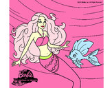 Dibujo Barbie sirena con su amiga pez pintado por GUABY