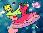 Dibujo Barbie y su vestido de ballet pintado por sirula