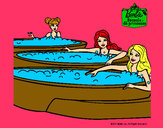 Dibujo Barbie y sus amigas en el jacuzzi pintado por kittylove