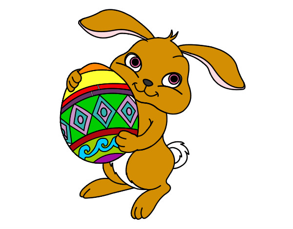 Dibujo Conejo con huevo de pascua pintado por Valerita3