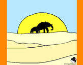 Dibujo Elefante en el amanecer pintado por MOGLI