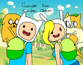 Dibujo Finn y Jake con Fionna y Cake pintado por superbea