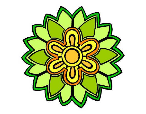 Dibujo Mándala con forma de flor weiss pintado por chu00