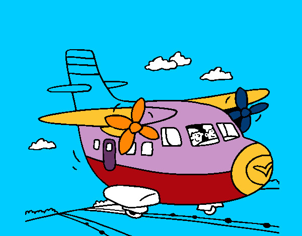 Dibujo Avión despegando pintado por pato021