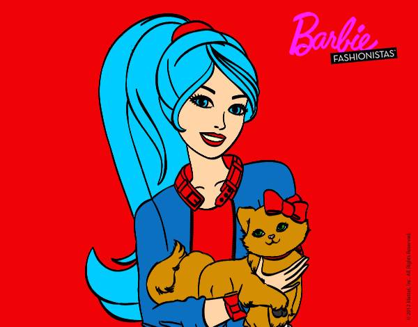 Barbie con su linda gatita