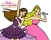 Dibujo Barbie y la princesa cantando pintado por JohanaBH